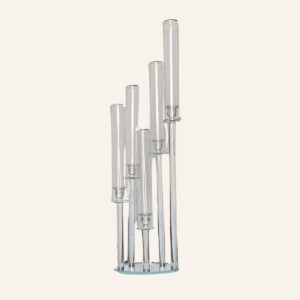 Candelabro Pilares En Cristal De 5 Brazos